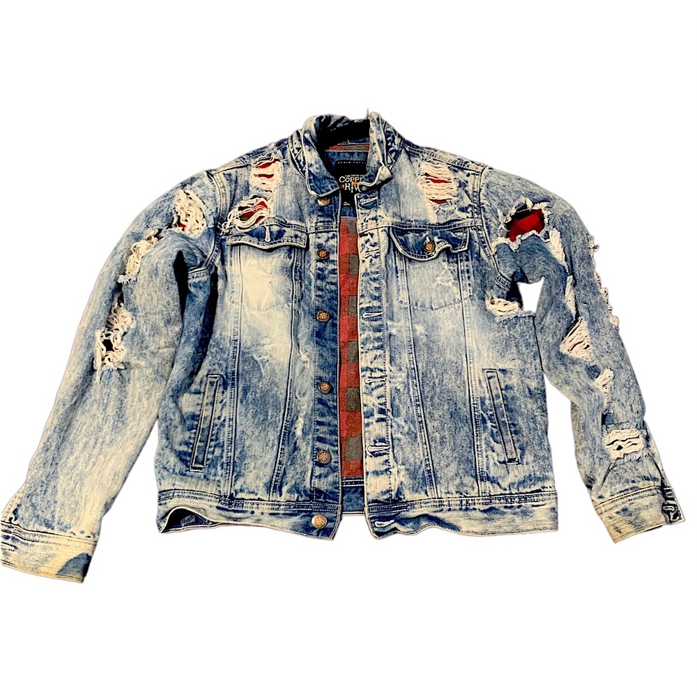 RIPPED STYLE DENIM JACKET $80